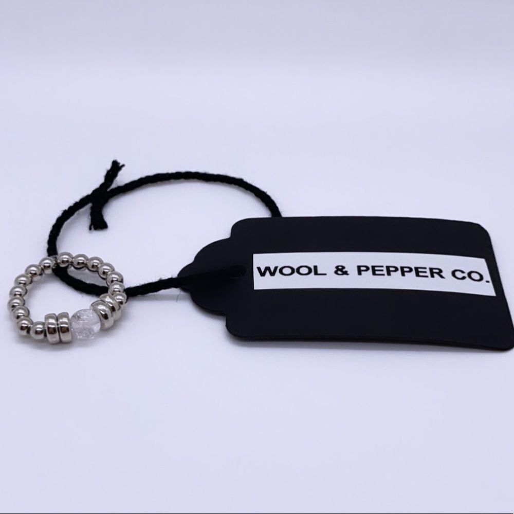 Wool + Pepper Co. Silver Crystal Stackable Ring
